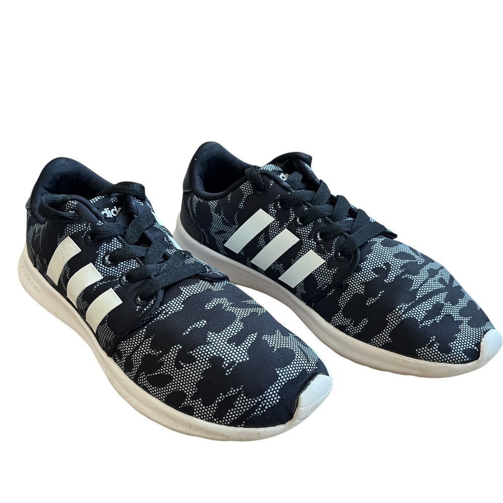 Adidas Cloudfoam Black White Camo Graphic Sneakers AW4326 Womens Size 7